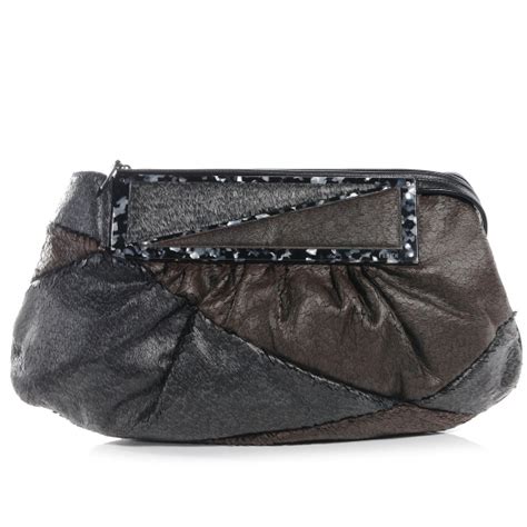 FENDI Calf Hair To You Convertible Clutch Grey 